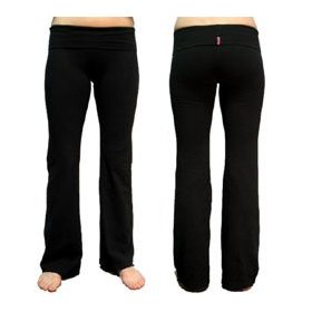 Hard Tail Fold Over Yoga Pants w/ Hard Logo (Small, Black)