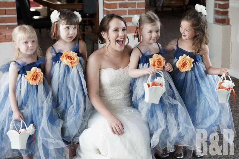 Bride with Flower girls