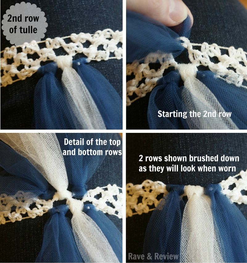 Attaching the second row of tulle