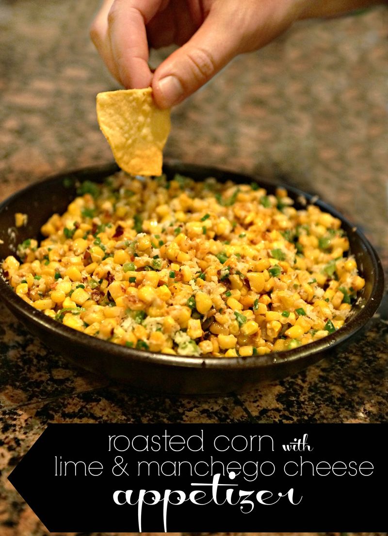 Roasted corn with lime and manchego cheese appetizer