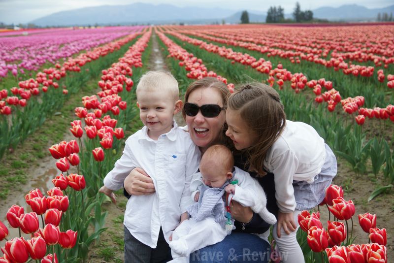 Kids in tulip field