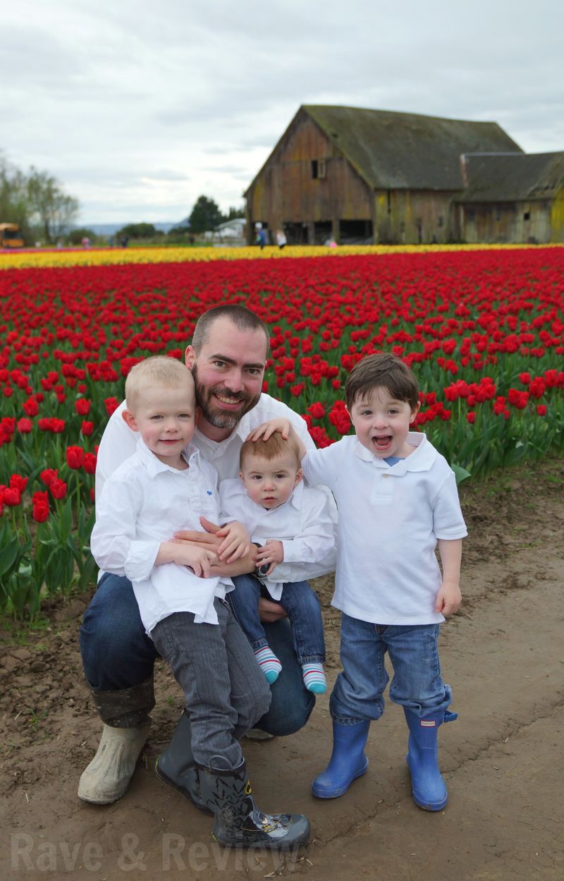 Boys in tulips
