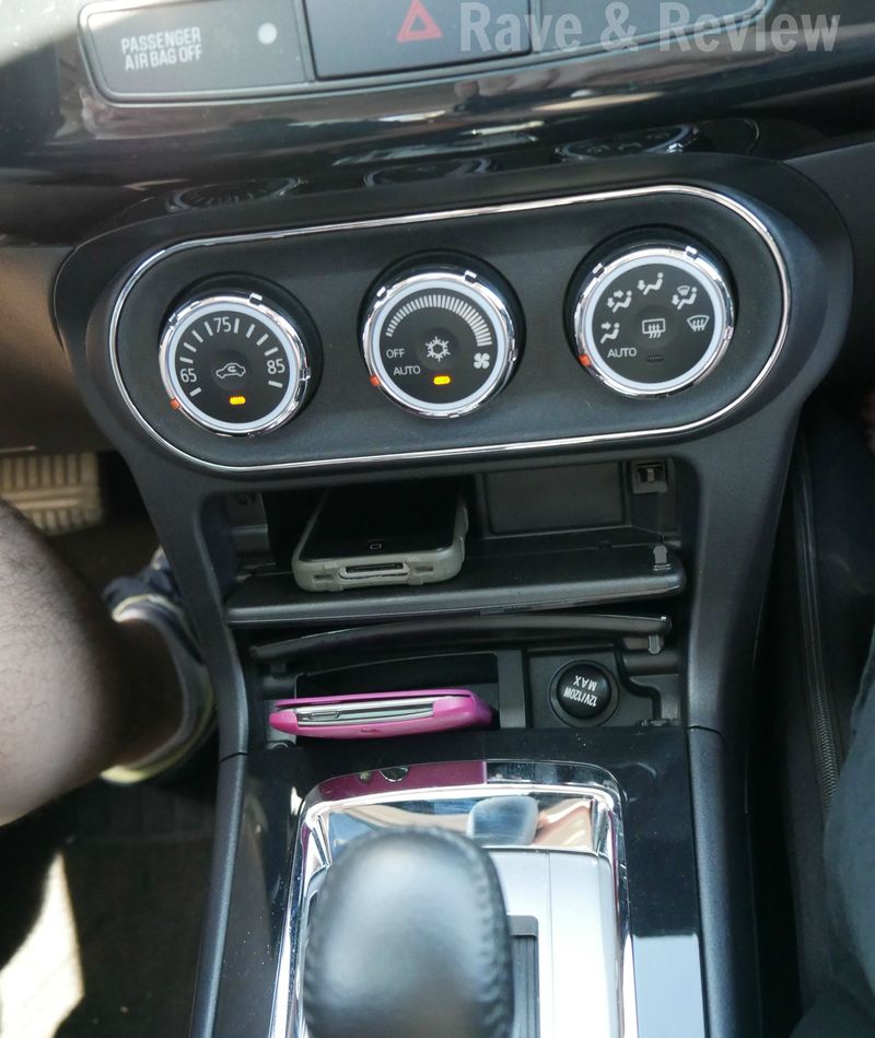 Mitsubishi Lancer cell phone cubbies