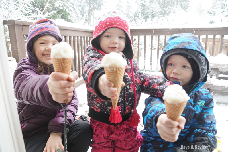 Kids with snow ice cream cones