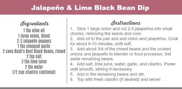 Recipe for Jalapeno Lime Bean Dip