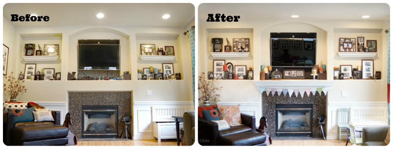 Before and after fireplace
