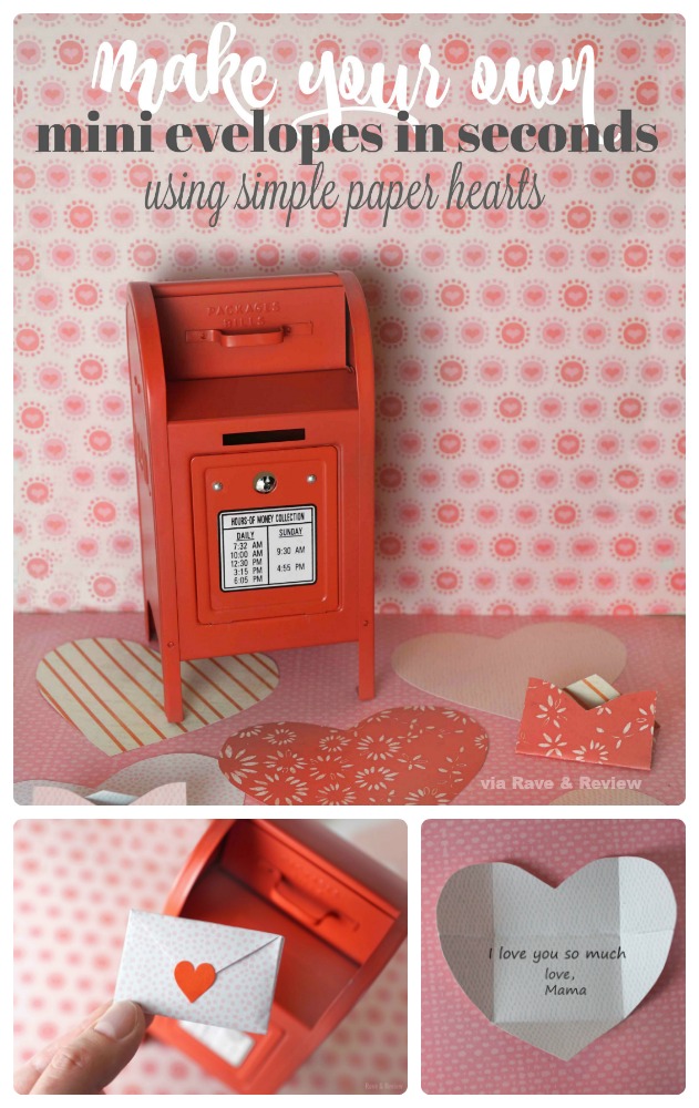 Make your own mini envelopes in seconds using paper hearts