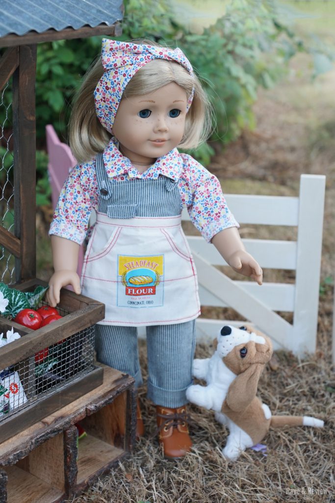 American Girl Garden stand with dog