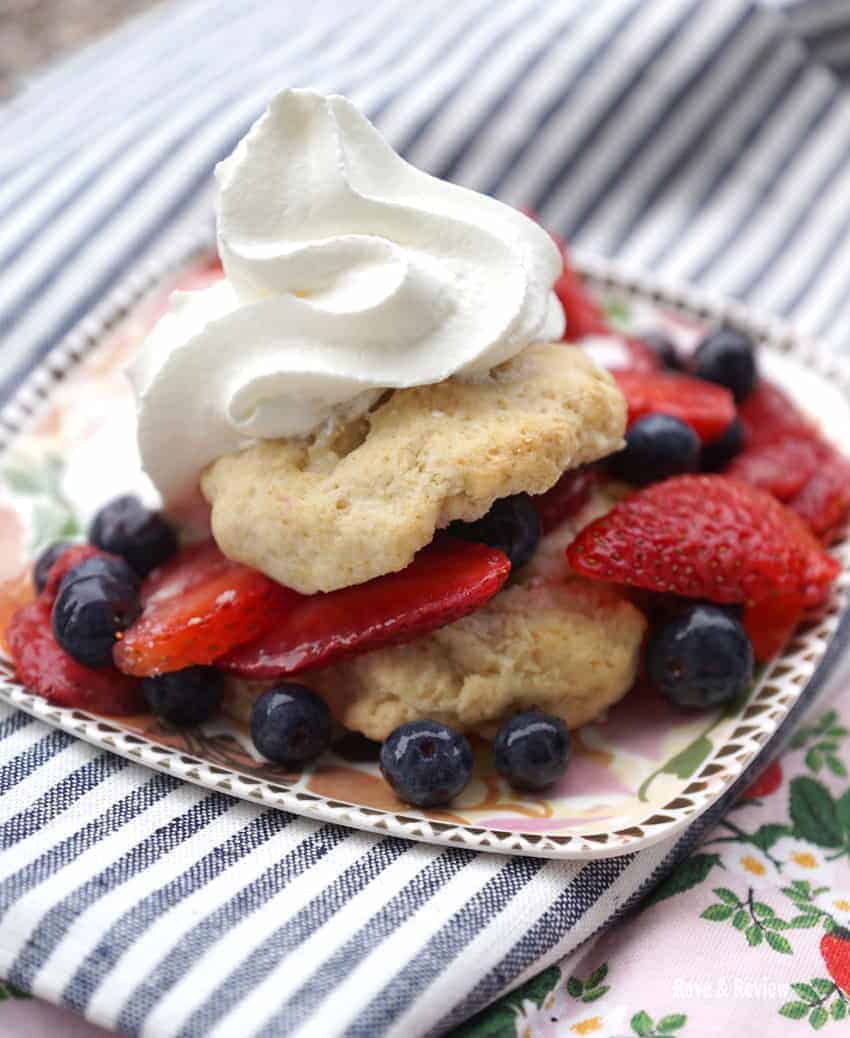 shortcake with strawberries and blueberries