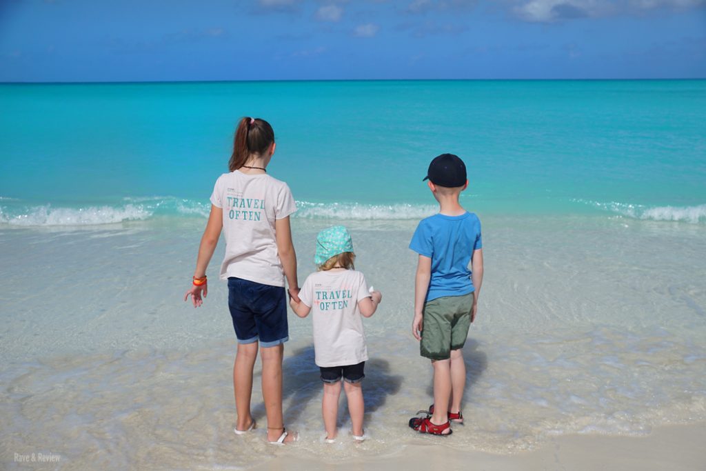 Three kids on Beach in Turks and Caicos