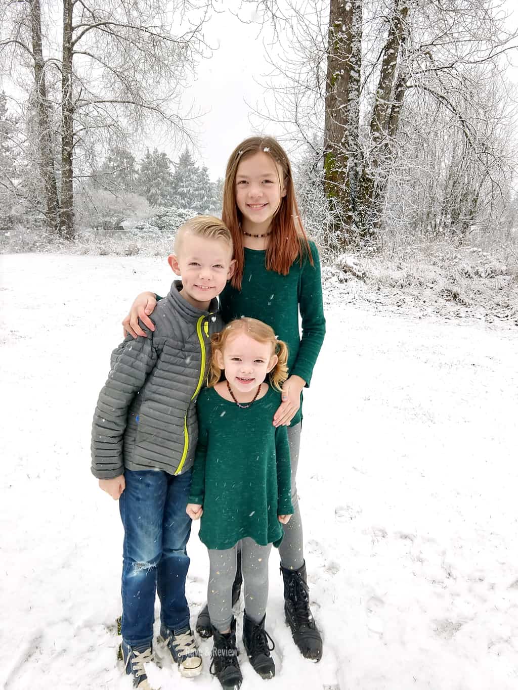 Three kids in the snow