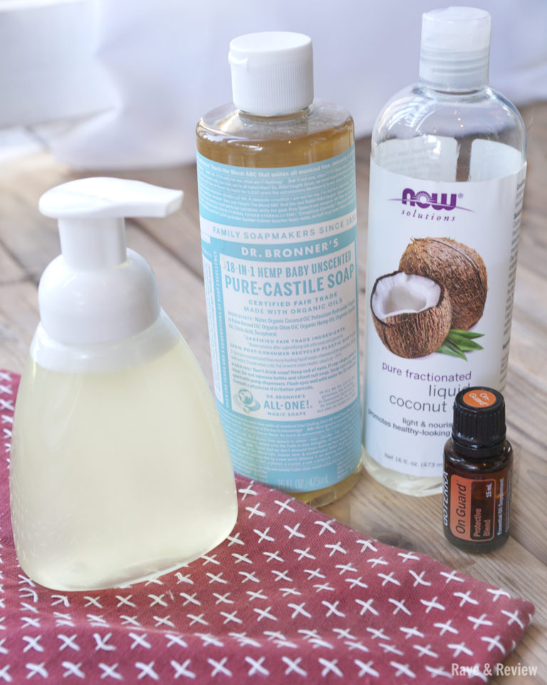 DIY Foaming soap castile soap with essential oils ingredients