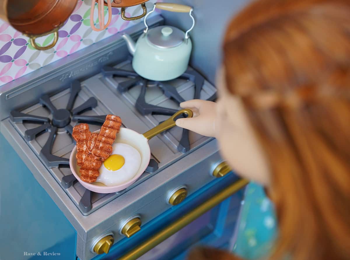 American Girl Kitchen making breakfast